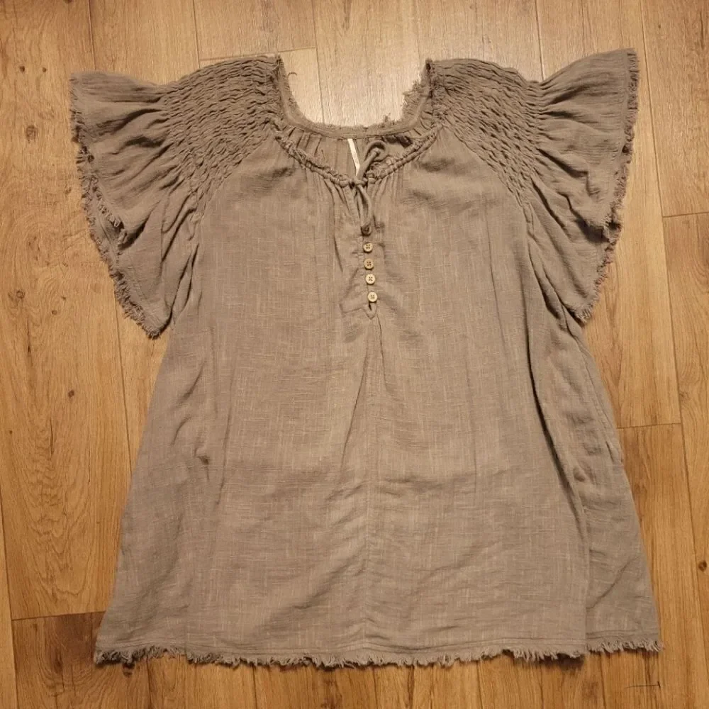 Free People Cotton Oversized Mini Dress Olive Size S